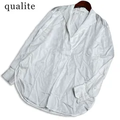 qualite カリテ アバハウス 通年★ レーヨン 長袖 プルオーバー スキッパー ブラウス 日本製 Sz.38 レディース 白のサムネイル