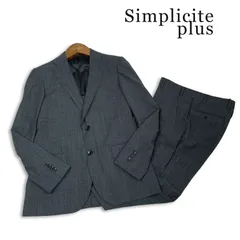 Simplicite plus シンプリシテェ プリュス 春夏 ウール★ グレンチェック ビジネス セットアップ スーツ Sz.46 メンズ 灰のサムネイル