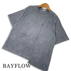 25SS★ BAYFLOW ベイフロー 春夏 半袖 ビッグシルエット 切替 カットオフ ヴィンテージ加工 Tシャツ Sz.4 メンズ 灰のサムネイル