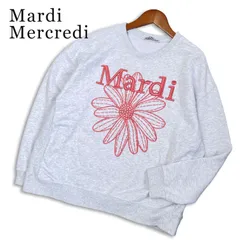 Mardi Mercredi マルディメクルディ 通年★ ロゴ刺繍 フラワー ビッグシルエット スウェット トレーナー Sz.F レディース 灰のサムネイル