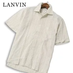 LANVIN COLLECTION ランバン コレクション 麻 リネン シルク混★ 半袖 シアサッカー ストライプ シャツ 日本製 Sz.M メンズのサムネイル