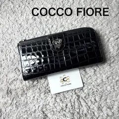 COCCO FIORE コッコフィオーレ 長財布 アネロ リボン金具 クロコ型押し エナメル ブラックのサムネイル