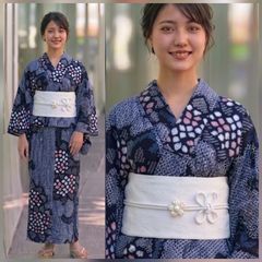 ■しつけ付き■有松絞り 横三浦絞り 総絞り 浴衣◾️大きめ 高身長 丈162 □しつけ付き□有松絞り 横三浦絞り 総絞り 浴衣◾️大きめ 高身長 丈