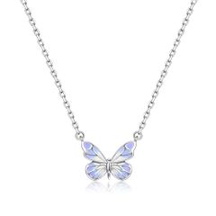 [FANCIME] Women's Necklace "Moonlight Butterfly" Purple Enamel Luminous Jewelry Set Silver Popular Women's Gift for Anniversaries, Birthdays, White Day, Christmas Gifts Gift Wrapping Bag and Box Included