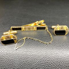 カルティエ ネクタイピン カフリンクス セット ドゥーブルC ロゴ 合金
