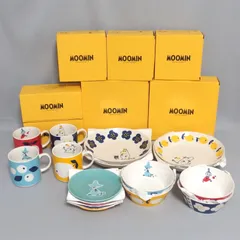 美品★yamaka MOOMIN パスタカレー皿 サラダボウル デザート皿 マグカップ 食器 16点セット ムーミン 山加商店★のサムネイル