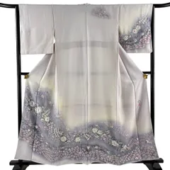 訪問着 身丈157cm 裄丈64cm M 袷 翠山工房 落款 辻が花 ぼかし 薄紫 正絹 名品 一つ紋 【中古】のサムネイル
