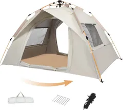 ワンタッチテント 3～4人用 ピクニック テント ドームテント 220x200x145cm ワンタッチテント 二重層 設営簡単 防雨生地 UVカット 自然災害を防ぐ キャンプ/ハイキング/登山/釣り/のサムネイル