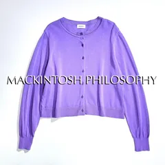 kY28 現行 MACKINTOSH PHILOSOPHY アイレットクルーネックカーディガン 長袖 カーディガン レース 透かし編み 紫 パープル クルーネック カーディガン ボタン マッキントッシュフィロソフィー 定価22,000円のサムネイル