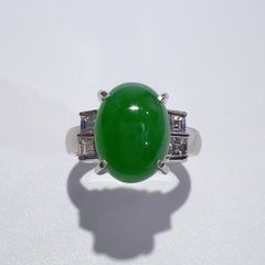 Pt900 天然 翡翠 ジェイダイト ダイヤ リング 9.9g 鑑別書 美品 - メルカリ