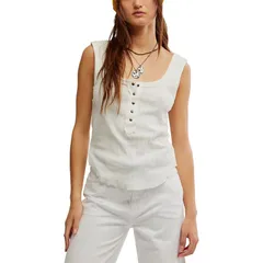 フリーピープル レディース トップス タンクトップ Free People Bryson Henley Top Womens White ホワイトのサムネイル