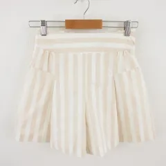 ウィルセレクション WILLSELECTION ショートパンツ キュロット ストライプ ストレッチ オフホワイト 白 ベージュ 1 *T661のサムネイル