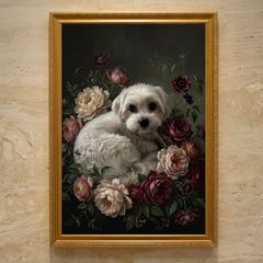 猫とチューリップの絵画 額縁入り - メルカリ