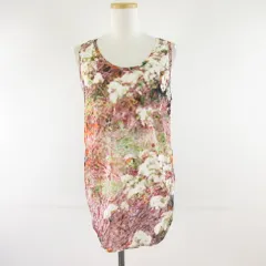 カルヴェン CARVEN タンクトップ 総柄 オフホワイト 白 薄紫 S *T505のサムネイル