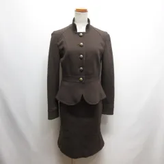 ダックス DAKS スーツ セットアップ スタンドカラー ジャケット スカート 38 茶 ブラウン 裏地付き 日本製のサムネイル