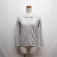 サリースコット Sally Scott 丸襟 長袖 ブラウス カットソー M ライトグレー 透け感あり シャツ 日本製のサムネイル