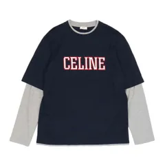 セリーヌ ロゴ プリント レイヤード ロングスリーブ Tシャツ RX06N671Q メンズ ネイビー グレー CELINE【中古】 【アパレル・小物】のサムネイル