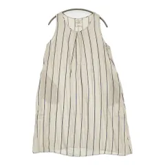 ICHI リネンコットン ノースリーブ ストライプ ドレス Y120339 ワンピース ライトベージュ ブルー レディース イチ【中古】6-0707S♪のサムネイル