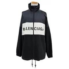 美品▼BALENCIAGA バレンシアガ 529213 ロゴプリント デニム切替 オーバーサイズ ZIPUP ポプリンシャツ トラックジャケット 34 正規品のサムネイル