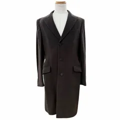 美品▼ETRO エトロ カシミヤ100% 裏地シルク シングル チェスターコート ダークブラウン 50 メンズ シンプル ビジネス◎のサムネイル