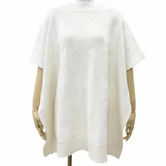 未使用品△HERMES エルメス 24AW 4H2904D3 バージンウール100％ Hモチーフ ニット ポンチョ アイボリー 34 イタリア製 レディースのサムネイル