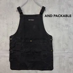 AND PACKABLE アンドパッカブル デニム地ボスサイドエプロン ブラック 両面 2WAY 綿 コットン 100% ワークエプロン カフェエプロン 首掛け 肩掛け ポケット 収納 おしゃれ DIY キッチン 家事 ★ ■■のサムネイル