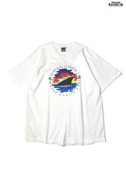 古着 Screen Stars スクリーンスターズ 豪華客船 プリント コットン 半袖 Ｔシャツ 白 (ttu2606080)