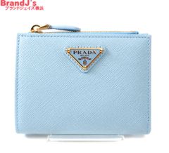 現行美品✨ PRADA 二つ折り財布 サフィアーノ トライアングルロゴ