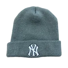 MAJOR LEAGUE BASEBALL　メジャーリーグベースボール　ニューヨークヤンキース　ビーニー　ニットキャップ　グレー　57～59サイズ　古着のサムネイル