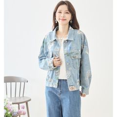 TRUBE 新品 フラワープリント デニムジャケット 3 カジュアル 羽織り