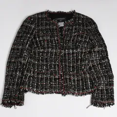 極美品 CHANEL シャネル ツイードジャケット P26010V16324 ココマーク ブラック レッド ホワイト サイズ38 中古 4a005415のサムネイル