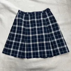 EAST BOY イーストボーイ　プリーツスカート　インバーテッドプリーツスカート　チェック柄　総柄　マルチカラー　紺　ネイビー　ミニスカート　Sサイズのサムネイル