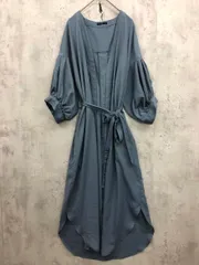 OSMOSIS オズモーシス ベルト付き ガウン ロング コート sizeONE/ブルー系 ■◆ レディースのサムネイル