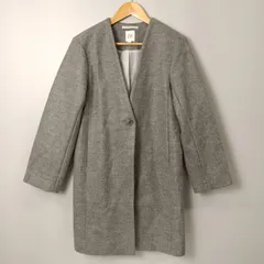 ギャップ GAP ノーカラーウールコート【XXS】グレー／灰色のサムネイル
