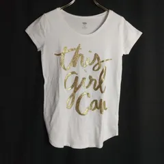 M1-04130 【Kids】 OLD NAVY (オールドネイビー)  Tシャツ 半袖 (XL) / 白 ロゴ (ゴールド) 首元にタグ穴有り HT-夏のサムネイル