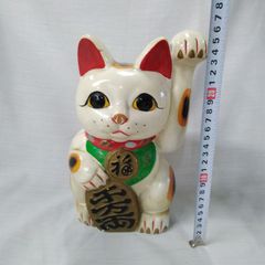 時代物 古瀬戸型 招き猫 貯金箱 左手上げ 瀬戸焼 三毛猫 R8SA386