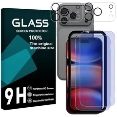 【新品】 Tzciz ガラスフイルム 対応 iPhone 17 Pro 用の フイルム ブルーライトカット ガイド枠付き 【2+2枚セッ- AGC旭硝子】 iphone17 pro フイルム + レンズフィルム アイホン17pro 液晶保護フィルム アイフォンのサムネイル