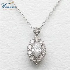 💎新品 Pt900/Pt850 ダイヤモンド ネックレス 0.20ct マーキスカット 取り巻き プラチナのサムネイル