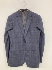 BANANA REPUBLIC バナナリパブリック テーラードジャケット 34 REGULAR　40/86cm ネイビー ウール・ニット チェック柄 ミドル丈 フードなし シングル メンズのサムネイル