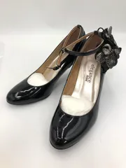 美品 elegance 卑弥呼 ヒミコ 日本製 アンクルストラップ フラワーモチーフ パンプス size23.0/ブラック ■■ レディースのサムネイル