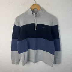 McGREGOR マックレガー ハーフジップスウェット ボーダー グレー Lサイズ メンズ 古着 アメカジ シティーボーイのサムネイル