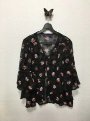 美品】アナイ ドット柄 シアー シフォンブラウス フレアスリーブ 38