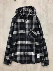 adidas アディダス フード チェック 長袖 ネル シャツ sizeL/黒×白 ◇■ メンズのサムネイル