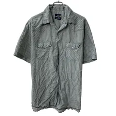90s Wrangler 半袖 ウエスタンシャツ L～ グレー ラングラー スナップボタン 90年代 ストライプ柄 胸ポケット 半シャツ 夏物 a807-6249のサムネイル