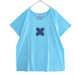 Crazy Shirts クレイジーシャツ USA製 ハワイアンキルト刺繍 Tシャツ 綿100％ 水色 Lサイズのサムネイル