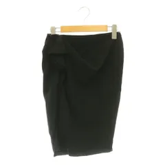 ランバン LANVIN タイトスカート 膝丈 ドレープ フリル カットオフ 34 ブラック /MY ■OS ■GY62のサムネイル