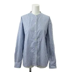 アフタヌーンティー Afternoon Tea シャツ M-L 青 ブルー 白 ホワイト ストライプ柄 バンドカラー 長袖 /NP ■GY70のサムネイル