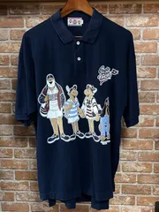Captain Santa  Yacht Club  ポロシャツ  L  90s  アメカジ  ネイビー　メンズ　ロゴ　刺繍　キャラクター　綿100%のサムネイル