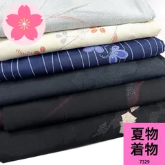 夏物 着物 6枚セット 着物まとめ売り【7329】同梱購入歓迎 リメイク用 着付け練習用のサムネイル