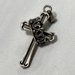 重厚19.7g】SILVER925 トリプルスカル クロス ペンダントトップ - メルカリ